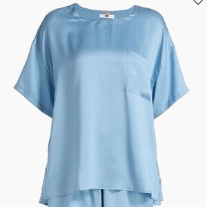 LUNYA NWOT Washable Silk Tee Pant Set in Arctic Blue Size L